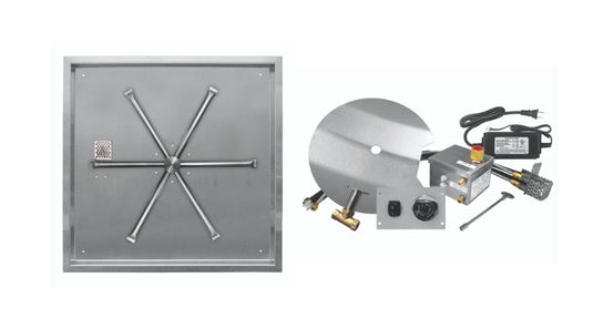 Firegear Square Stainless Steel Drop In Pan Gas Fire Pit Burner Kit