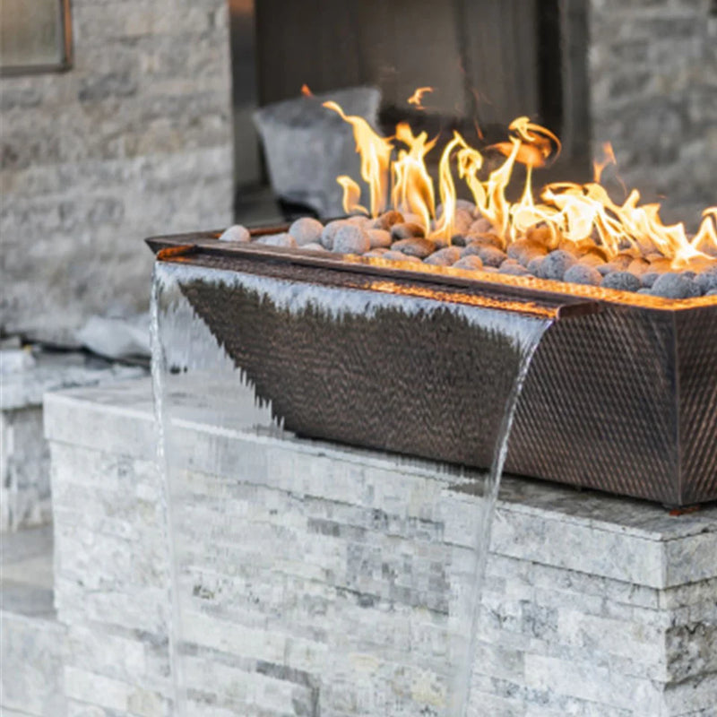 Load image into Gallery viewer, Maya Linear Copper Fire &amp; Water Bowl
