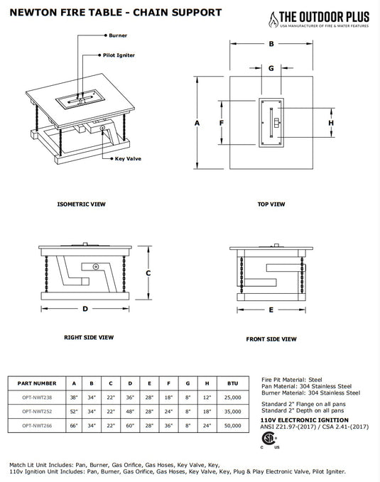 Newton Fire Pit Table