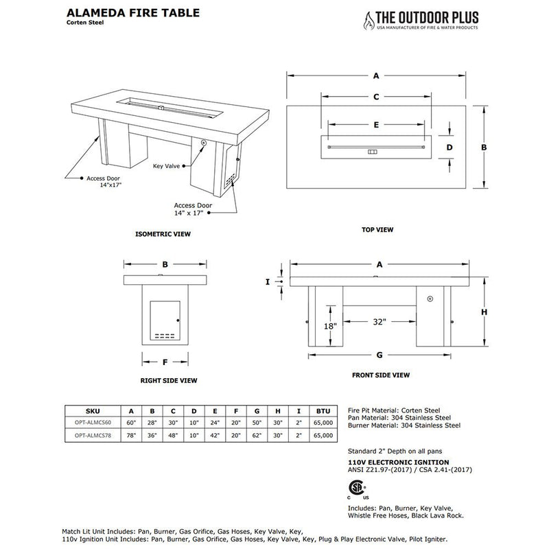 Load image into Gallery viewer, Alameda Corten Steel Fire Pit Table
