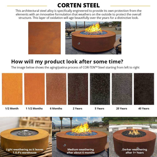 Alameda Corten Steel Fire Pit Table