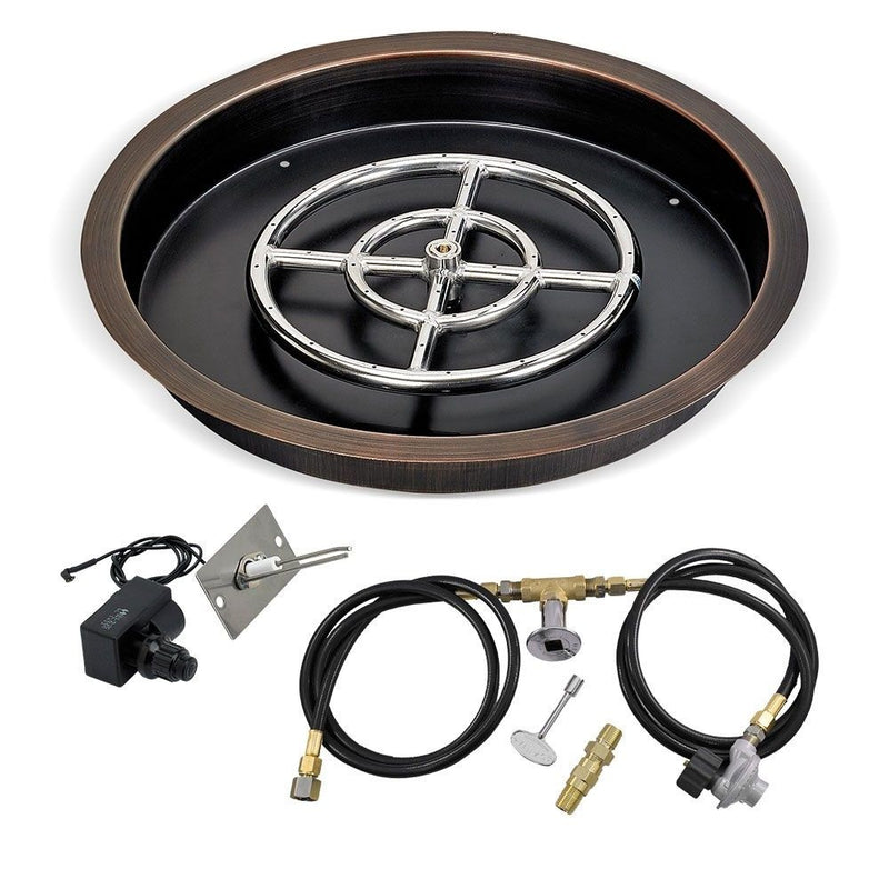 Load image into Gallery viewer, Round Oil Rubbed Bronze Drop-In Pan with Spark Ignition Kit
