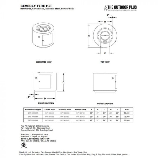 Beverly Stainless Steel Fire Pit