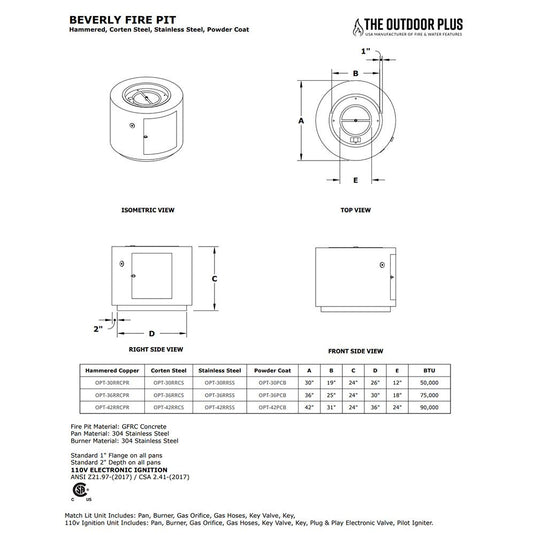 Beverly Powder Coat Steel Fire Pit