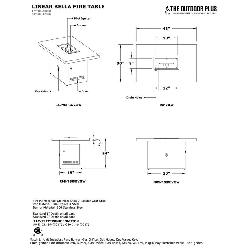 Load image into Gallery viewer, Bella Linear Stainless Steel Fire Pit Table
