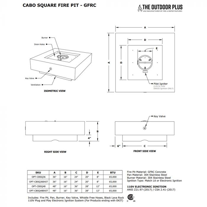 Load image into Gallery viewer, Cabo Concrete Square Fire Pit
