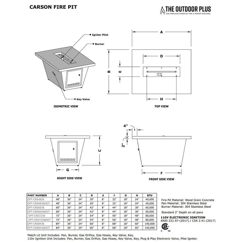 Load image into Gallery viewer, Carson Gas Fire Pit Table
