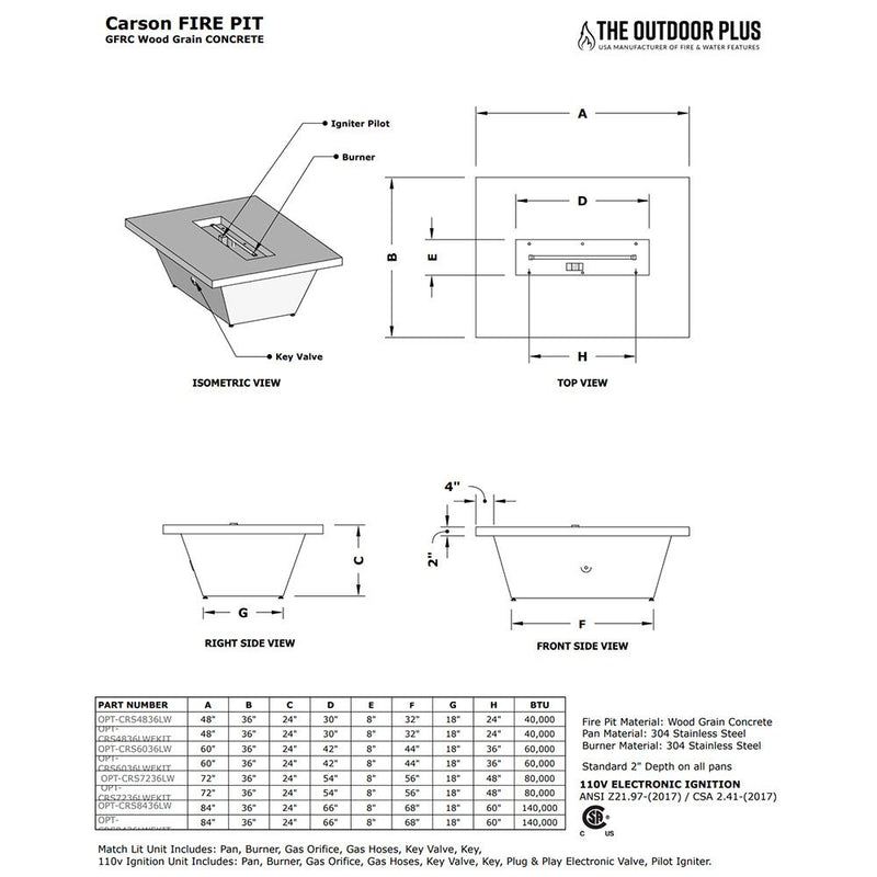 Load image into Gallery viewer, Carson Gas Fire Pit Table - Low Profile
