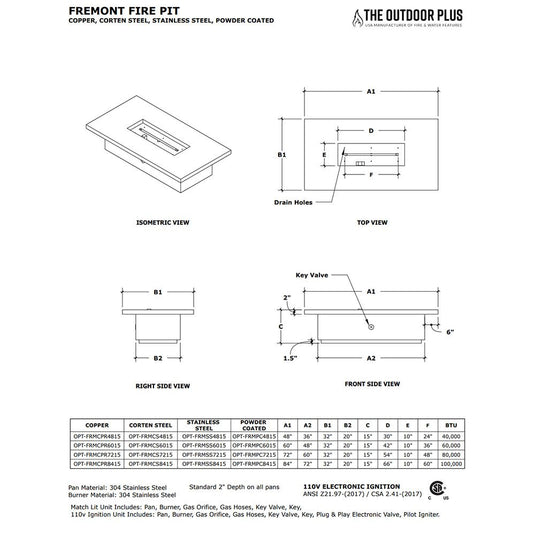 Fremont Powder Coat Steel Fire Pit