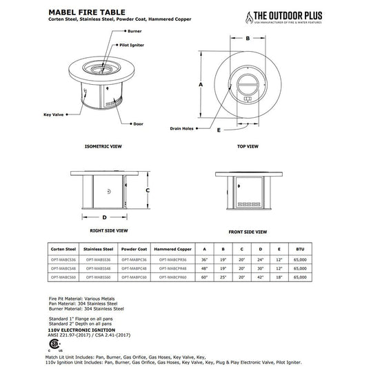 Mabel Powder Coat Steel Fire Pit Table