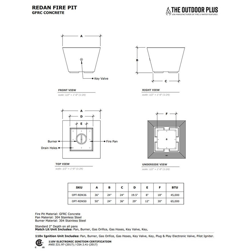 Load image into Gallery viewer, Redan Fire Pit - Concrete
