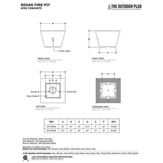 Redan Fire Pit - Concrete