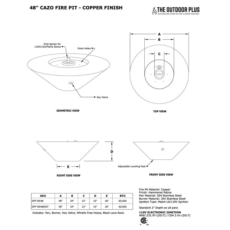 Load image into Gallery viewer, Cazo 48-Inch Copper Fire Pit - Narrow Ledge
