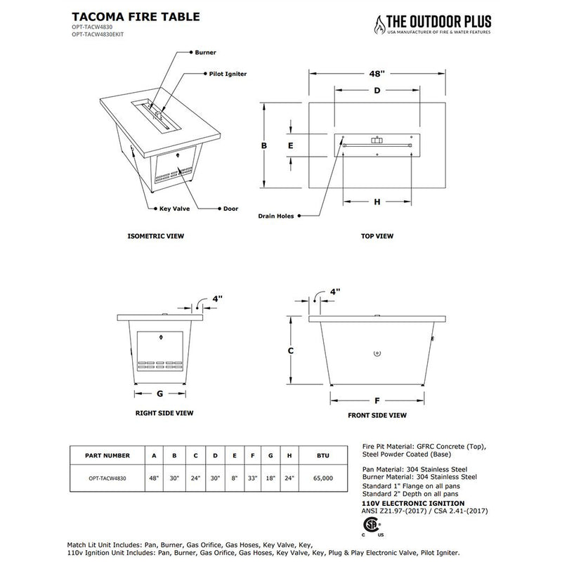 Load image into Gallery viewer, Tacoma Wood Gas Fire Pit Table
