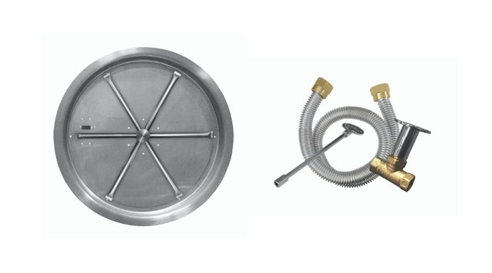 Firegear 19” Round Stainless Steel Drop-In Gas Pan Kit With MT Ignition - 160K BTU - Liquid Propane