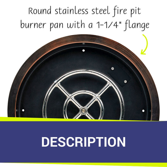 19” Round Oil Rubbed Bronze Drop-In Pan with 12” Ring Burner