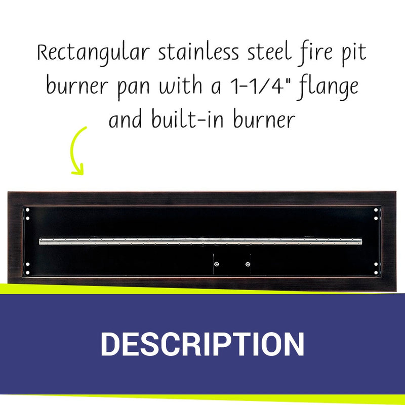 Load image into Gallery viewer, 30&quot; x 6&quot; Oil Rubbed Bronze Linear Drop-In Fire Pit Pan
