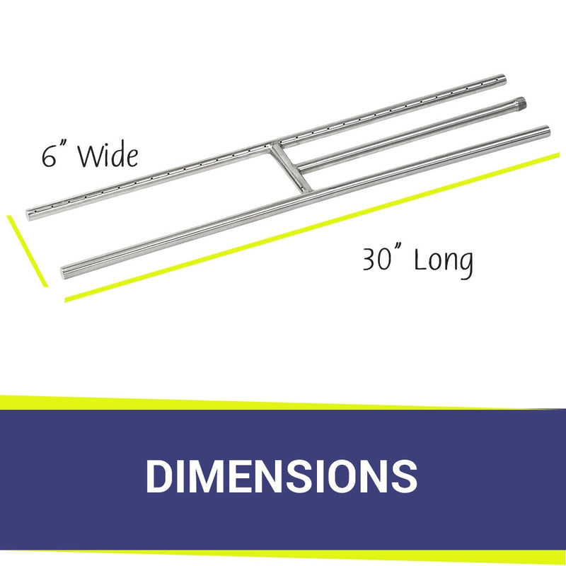 Load image into Gallery viewer, 30&quot; x 6&quot; Stainless Steel H-Style Burner - Natural Gas
