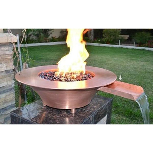 36" x 12" Copper Fire & Water Bowl w/Electronic Ignition- LP