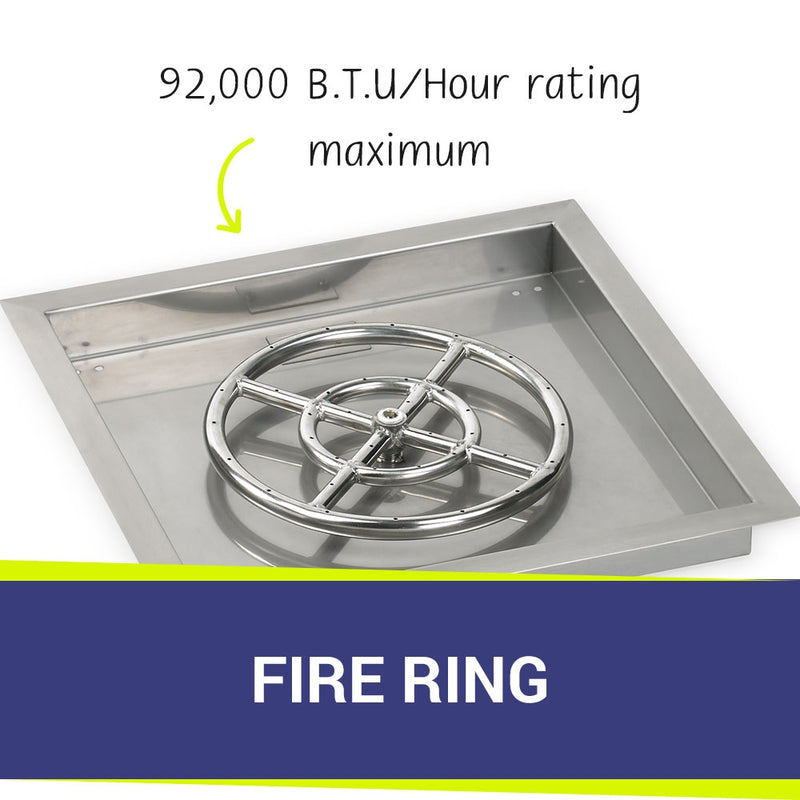 Load image into Gallery viewer, 18&quot; Stainless Steel Square Drop In Pan With 12&quot; Fire Ring
