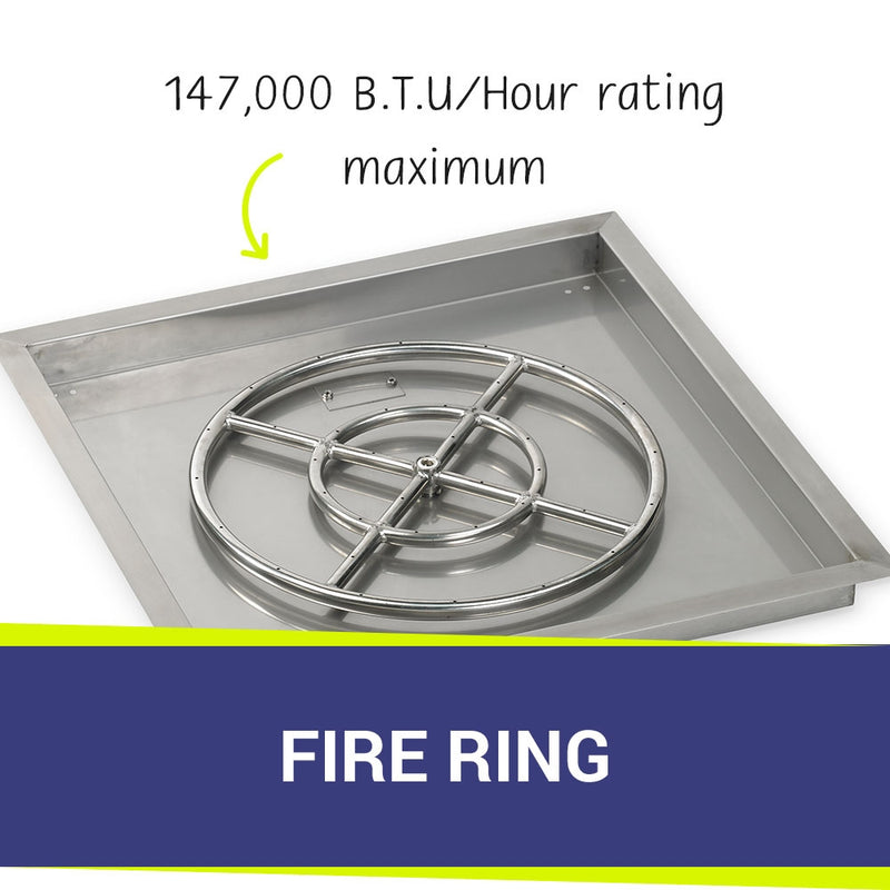 Load image into Gallery viewer, 24&quot; Stainless Steel Square Drop In Pan With 18&quot; Fire Ring
