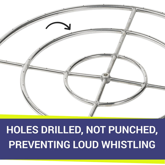 36" Triple-Ring Stainless Steel Burner with a 3/4" Inlet