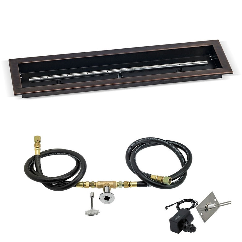 Load image into Gallery viewer, 30&quot;x 6&quot; Linear Channel Oil Rubbed Bronze Drop-In Pan with Spark Ignition Kit - Natural Gas
