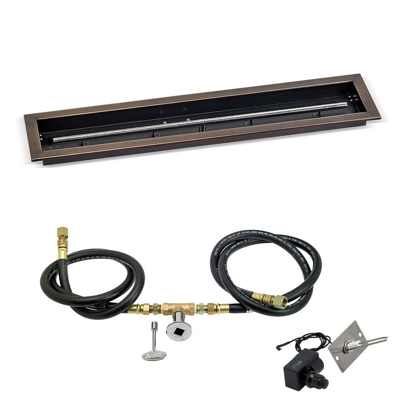 Load image into Gallery viewer, 36&quot;x 6&quot; Linear Channel Oil Rubbed Bronze Drop-In Pan with Spark Ignition Kit - Natural Gas
