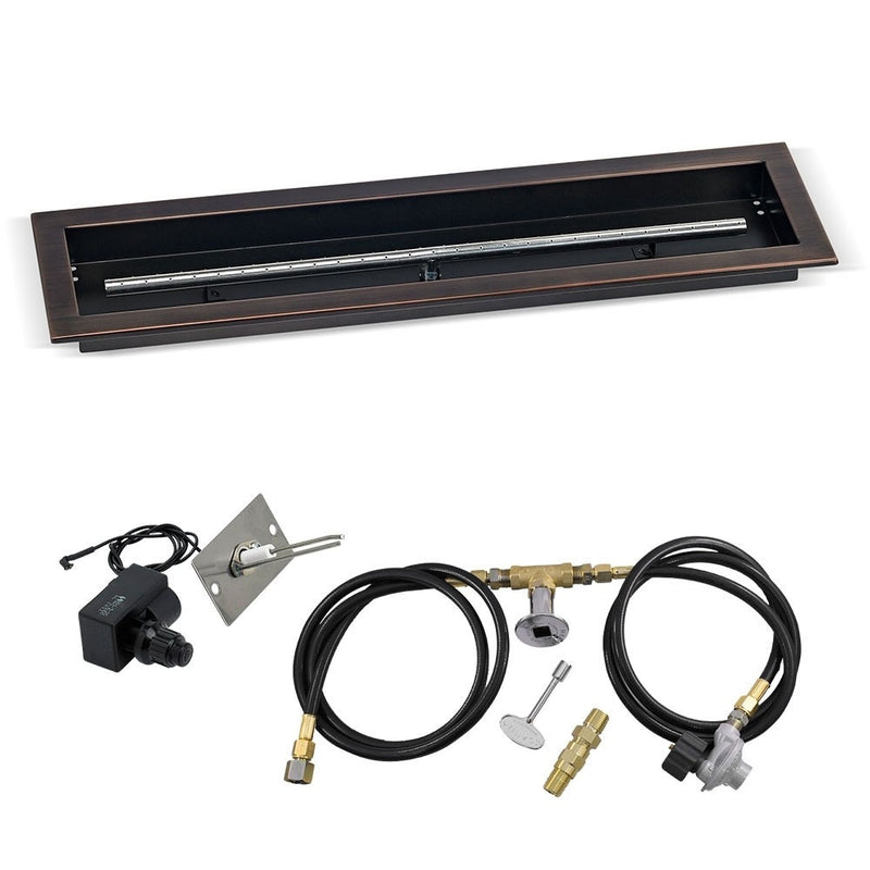 Load image into Gallery viewer, 30&quot;x 6&quot; Linear Channel Oil Rubbed Bronze Drop-In Pan with Spark Ignition Kit - Propane
