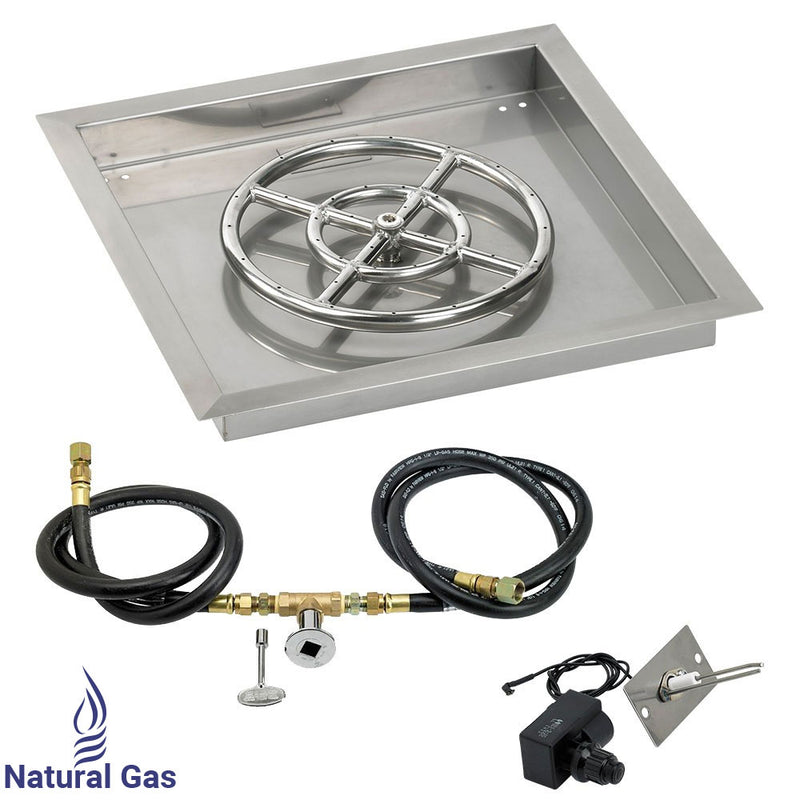 Load image into Gallery viewer, 18&quot; Square Drop-In Pan with Spark Ignition Kit (12&quot; Fire Pit Ring) - Natural Gas
