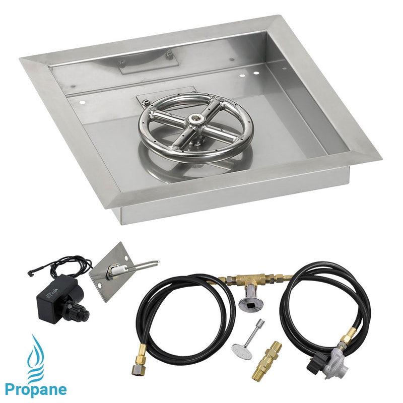 Load image into Gallery viewer, 12&quot; Square Drop-In Pan with Spark Ignition Kit (6&quot; Fire Pit Ring) - Propane
